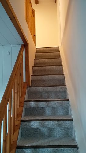 Der Treppenaufgang lässt sich gut laufen und ist rutschsicher mit Teppich belegt.<br>(Bild: Fam. Fiege)