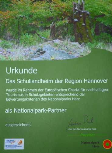 Das Schullandheim Torfhaus ist zertifizierter Nationalpark-Partner.<br>(Copyright: Region Hannover)