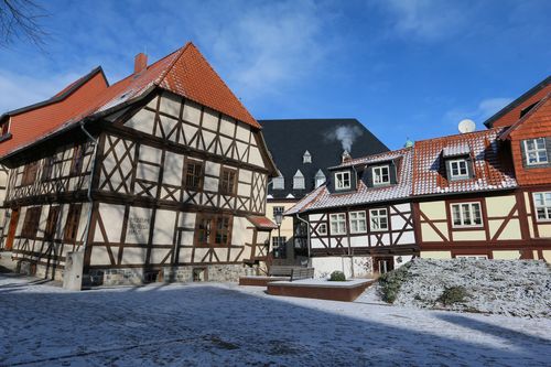 Das - Schiefe Haus - in Wernigerode im Winter<br>(Foto: WTG, Corinna Filipski)